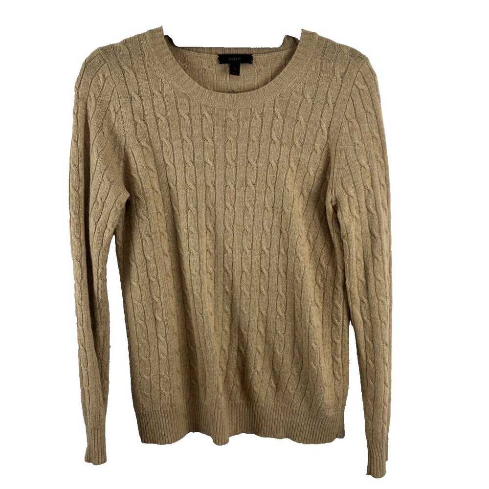 J. Crew Camel-Colour Wool-Blend Cable Knit Sweater Womens Size S